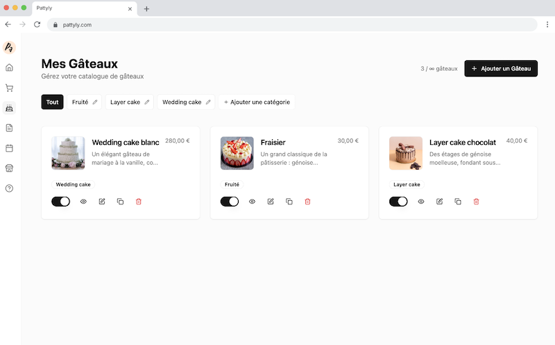 Catalogue de gâteaux en ligne